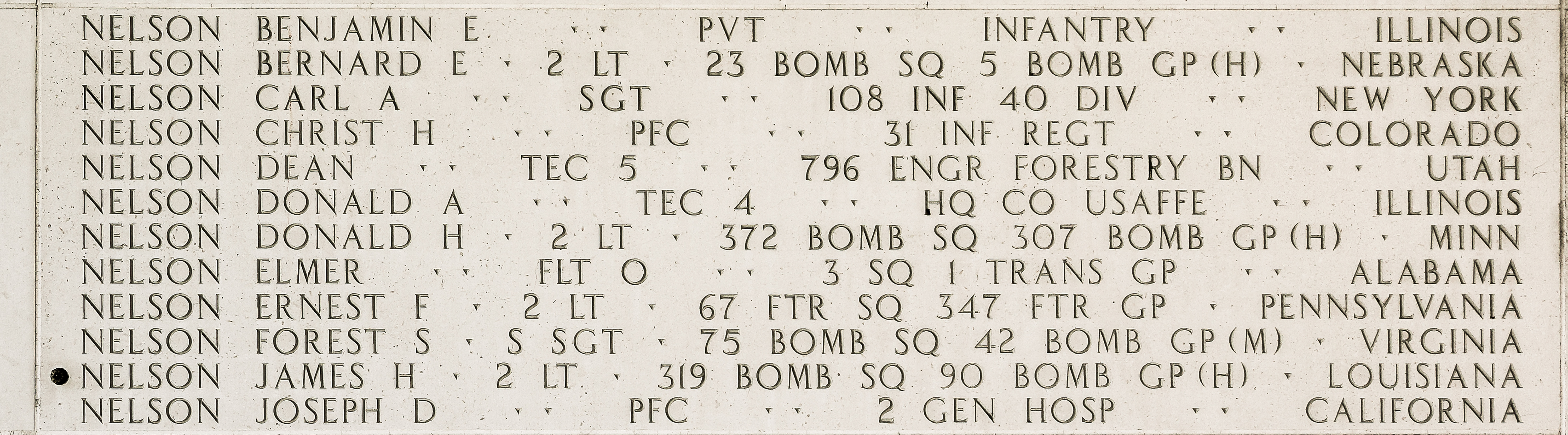 Forest S. Nelson, Staff Sergeant